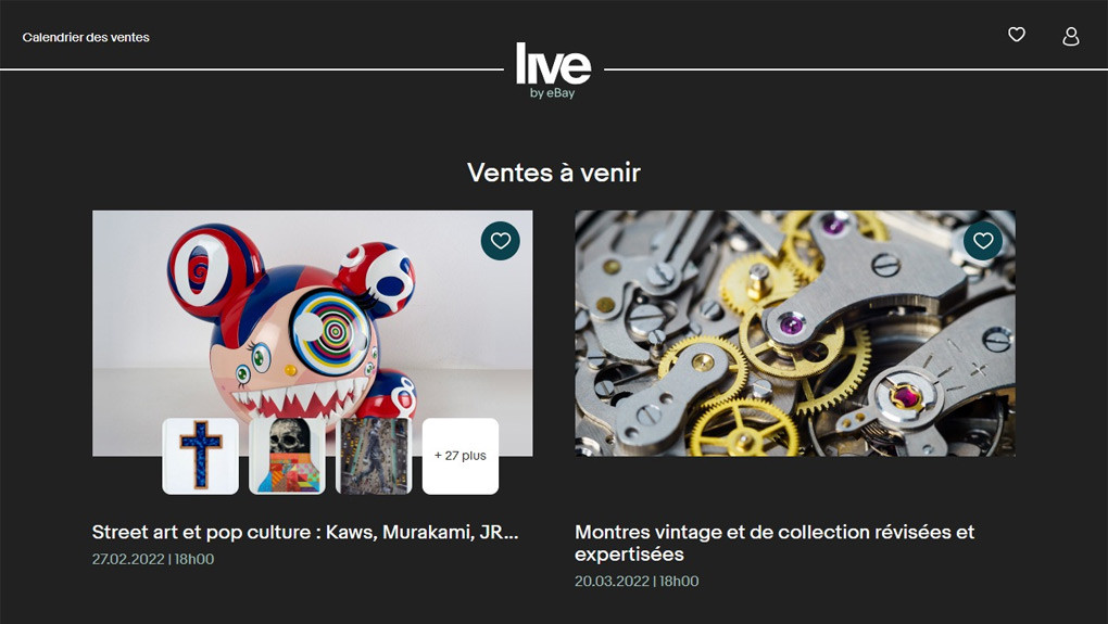 la vente aux enchères en ligne et en direct d’objets de collection