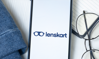 Logo lenskart sur un écran de téléphone, icône de l'entreprise.